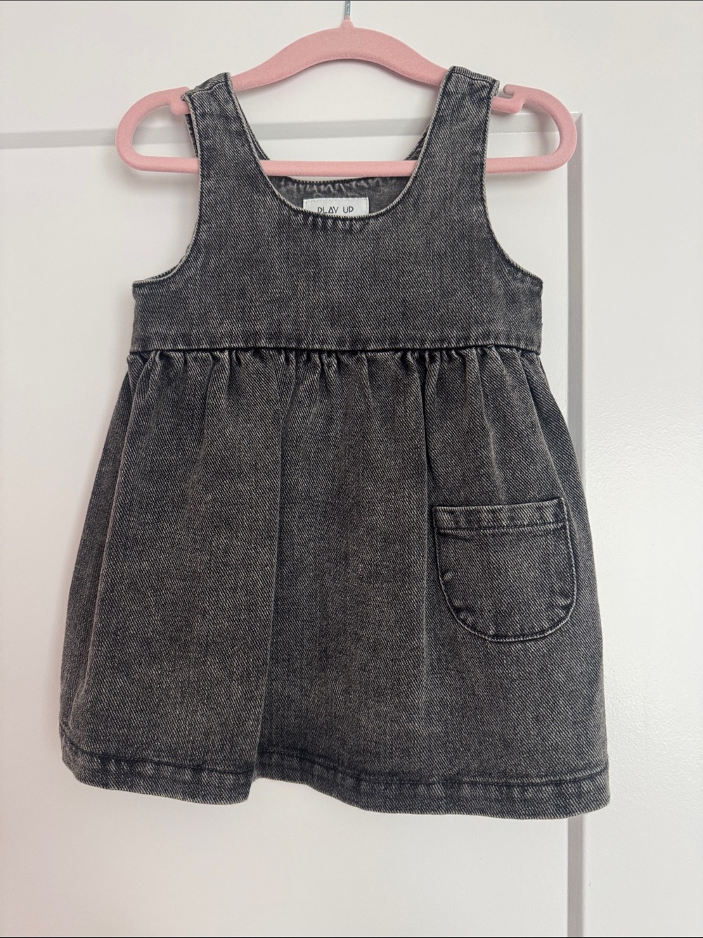 Charcoal Grey Denim Pinafore Dress